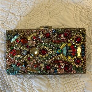 Mary Frances Red and Blue Beaded Clutch